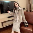 Fleece-lined Check Loose-fit Jacket