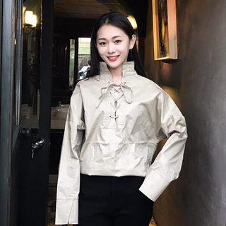 Lace Up Front Long Sleeve Shirt