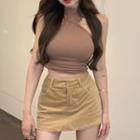 Halter Plain Top / Corduroy Skirt