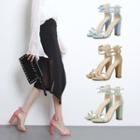 Clear Ankle Strap Block Heel Sandals