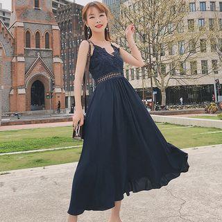 Lace Trim Strappy Midi Sun Dress