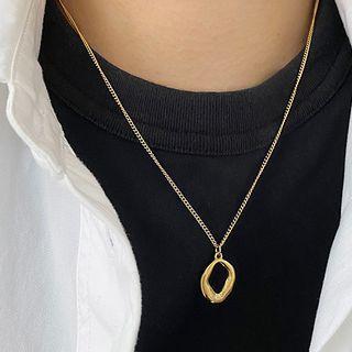 Square Pendant Stainless Steel Necklace Gold - One Size