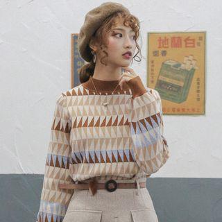 Mock Neck Geometry Sweater
