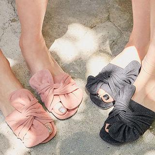 Knotted Bow Slide Sandals