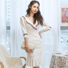 Short-sleeve Contrast Trim Sailor-collar Mini Dress
