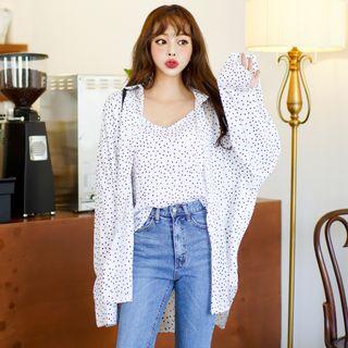 Set: Dotted Oversized Shirt + Camisole Top