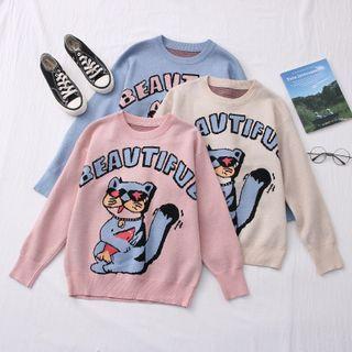 Cat-print Loose-fit Sweater