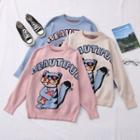 Cat-print Loose-fit Sweater