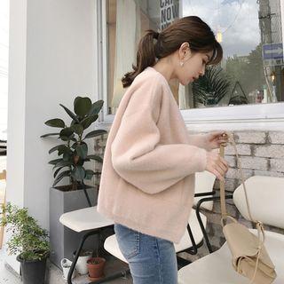 Wool Blend Furry Short Jacket Light Pink - One Size