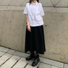 Short-sleeve Plain Shirt / Midi A-line Skirt