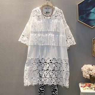 Fringe Short-sleeve Lace Dress