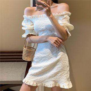 Frilled Off-shoulder Slim-fit Dress