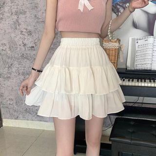 High-waist A-line Tiered Skirt