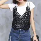 Set: Short Sleeve T-shirt + Crochet Camisole Top