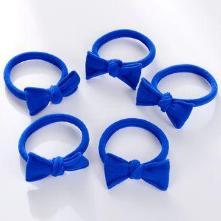 Set Of 5: Bow Accent Hair Tie Set Of 5 - Blue - One Size