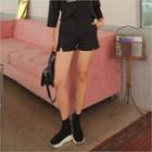 Zip-front Slit-hem Shorts