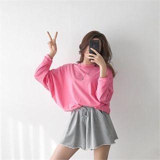 Batwing-sleeve Cotton Pullover