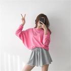 Batwing-sleeve Cotton Pullover