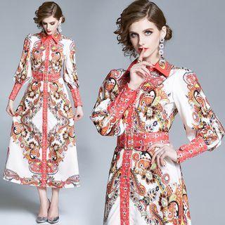 Printed Maxi A-line Shirtdress