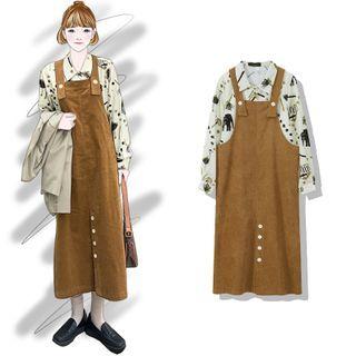 Print Shirt / Midi A-line Overall Dress