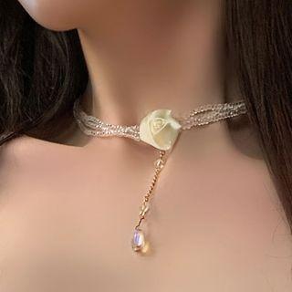 Rose Choker 1 Pc - Rose Choker - Silver - One Size
