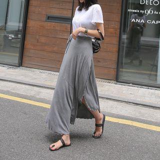 Lettuce-edge Maxi Wrap Skirt