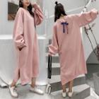 Puff-sleeve Split Hem Long Pullover
