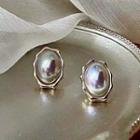 Oval Imitation Shell Pearl Stud Earrings Gold - Pearls