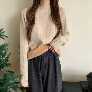 Fleece Lined Mock-neck Sweater
