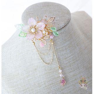 Flower Faux Crystal Faux Pearl Hair Clip