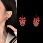 Ribbon Heart Drop Earring 1 Pair - Red - One Size