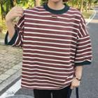 Striped 3/4 Sleeve Pullover