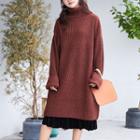 Turtleneck Sweater Dress 62017 - Red Brown - One Size
