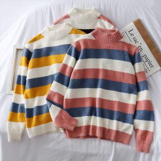 Colorblock Mock-neck Sweater