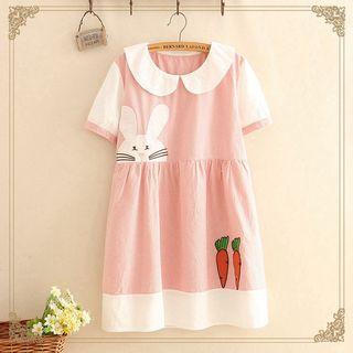 Rabbit & Carrot Patch Collared Short-sleeve Dress