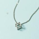 Cube Pendant Alloy Necklace 1pc - Silver - One Size