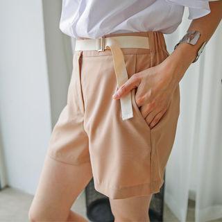 Inset Belt Zip-front Shorts