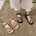 Striped Faux Leather Sandals