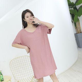 V-neck Short-sleeve Glitter T-shirt Dress