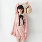 Bow Long-sleeve Collared Dress
