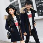 Couple Matching Furry Trim Hooded Coat
