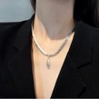 Droplet Pendant Beaded Necklace Ndxz005 - Silver - One Size
