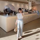Puff-sleeve Button-up Blouse Ivory - One Size