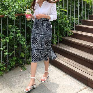 Band-waist Patterned H-line Skirt