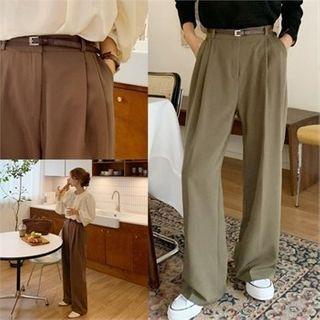 Semi Wide Dress Pants With Belt