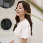 Shirred Lace-sleeve T-shirt