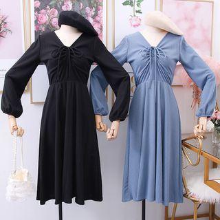 Drawstring V-neck A-line Dress