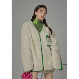[no One Else] V-neck Dumble Jacket Beige - One Size