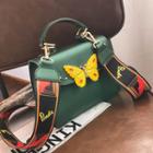 Faux-leather Butterfly Accent Satchel