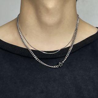 Couple Matching Layered Chain Choker As Shown In Figure - One Size